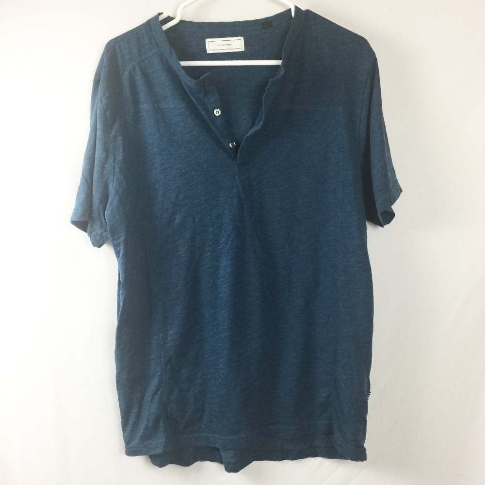 Teal Henley Shirt Five Four Tee T Size Large
